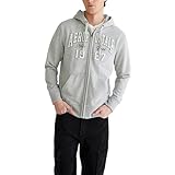 AEROPOSTALE - Sudadera con Capucha para Hombre con Logotipo Aero con Cierre Completa, Gris Claro Jaspeado, M