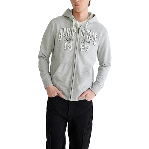 AEROPOSTALE Men's Aero Logo Full Zip Hoodie-Arch