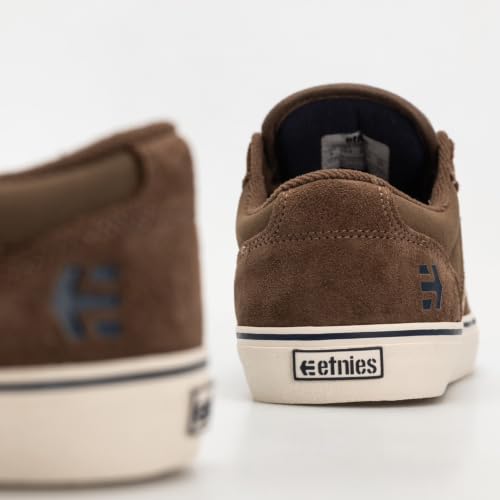 Image of Etnies Barge LS - Classic Skate Look, Slim Vulcanized Silhoutte, Hefty Armored Collar, Reinforced Vulc - Brown /Tan /Blue - 8