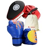マーシェル 親子で ボクシング 子供用グローブ 大人用ミット セット 収納袋 付き グローブ 3色 ブルー