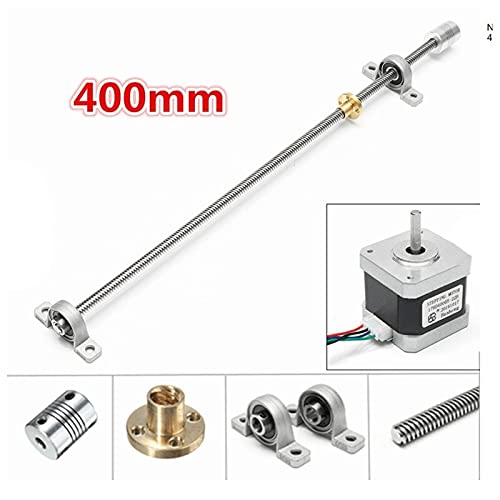 Lysee 3D Printer Parts & Accessories - 17 Stepper Motor Z-Motor+ 400mm Trapezoidal Lead Screw, Stepper Motor Rails for 3D Printer, Stepper Motor Rails - (Color: Silver)