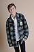 Minecraft Creeper Big Boys Flannel Shacket with Fleece Lining Plaid Gray/Green 18-20