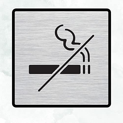 Image of CVANU Silver Acrylic Prohibit SMOKING Self-Adhesive Sign Board for Office /Hospital /Cafe Sign Board (set of 2) c76