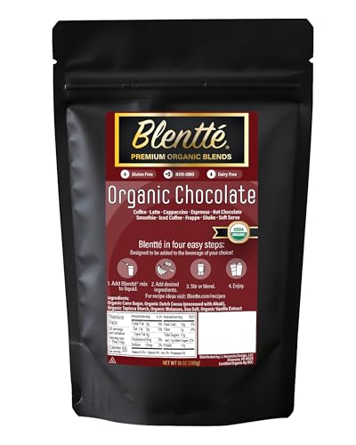 Blentte Organic Chocolate Drink Mix - Dairy-Free &amp; Gluten-Free - 10 Oz