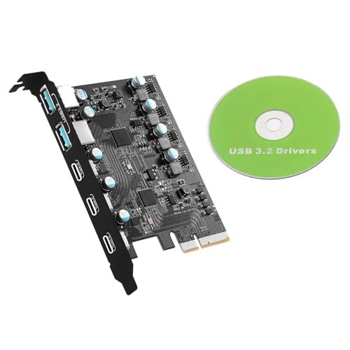 20 Gbps PCIe to USB 3.2 Gen 2 Expansion Card, 5 Ports 2 USB-A 3 USB-C