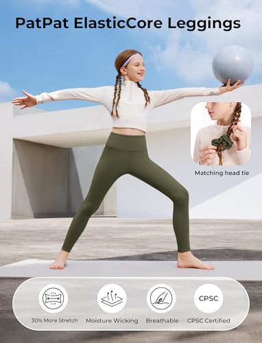 PATPAT Girls Athletic Leggings with Pocket, Buttery-Soft & Ultra-Stretchy Yoga Pants for Running Dance Workout Casual2