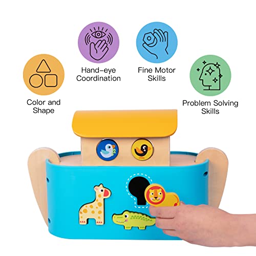 Tookyland Noah's Ark Toys For Toddlers Wooden Animal Shape Sorter Toys, Baptism Gifts For Boys And Girls, Bible Story Toys With Story Book, Montessori Educational Toys For 2 3 4 Year Old #TOP1