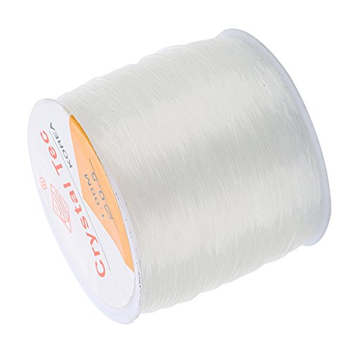 Homyl 1 Rolo 100 metros 0,8 mm Corda de contas elástica de cristal transparente com fio forte e elás