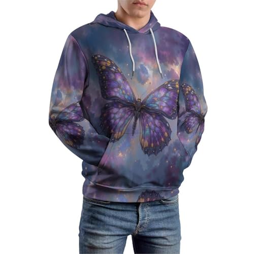 Sweat à capuche imprimé 3D papillon nébuleuse pour homme et femme style Harajuku