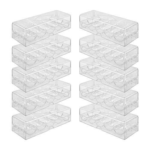 Gamers Lounge Poker Chip Trays with Lids - 100-count Clear Acrylic Poker Chip Racks - Chip Storage and Display Case (10)