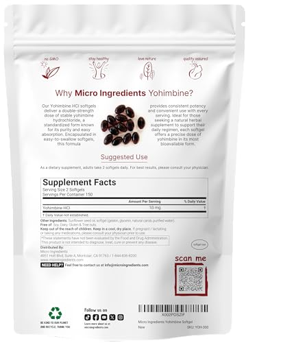 double strength yohimbine supplements for men and women 10mg per serving 300 softgels yohimbine hcl with virgin sunflower seed oil for better absorption supports energy production african raw