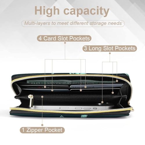 Women's Travel Zipper Purse Fashion Design, Huge Storage Capacity Purse, Cute Decor Wallet, Long PU Wallet Trippy Sun Moon Star4