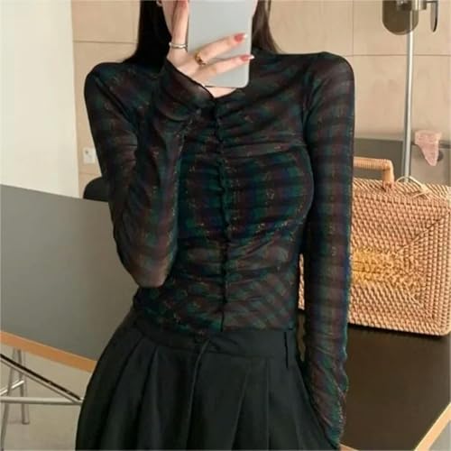 Camisetas de verano con parches y manga larga de malla para mujer que buscan frescura y estilo 3
