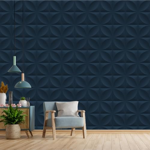 Image of Kayra Decor Wall Panels for Bedroom Butterfly Design Navy Blue Color 19.7 inch x 19.7 inch (Pack of 12) - Covers 32.34 Sq. Ft.