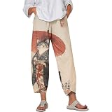 JMYECM Cute Cat Capri Pants for Women Japanese Art Petite Straight Leg Loose Comfy Pants Summer Beach Palazzo...