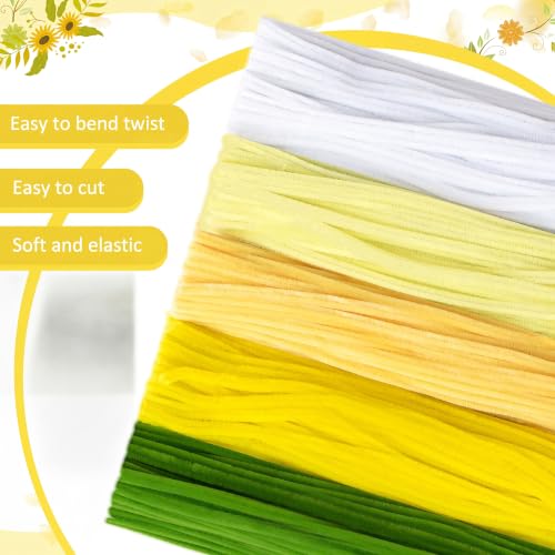 Image of Peryiter 500pcs Pipe Cleaner Craft Pack, Yellow Flower, 12 Inch