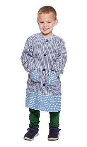 Ardeco's - Bata escolar Botones Azul Gallinas niño (8)