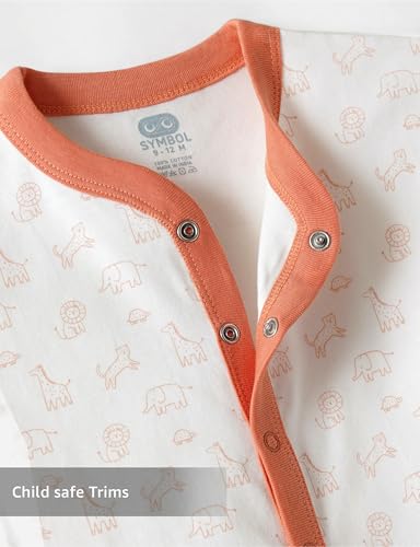 Image of Amazon Brand - Symbol Unisex 100% Cotton Half Sleeve Baby Rompers (Available in Pack of 3 & 6)