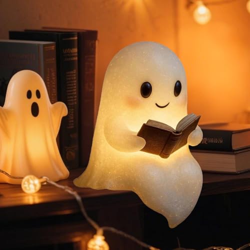 Lampe de Lecture Fantôme,Décoration d'Halloween 15 cm,Lampe de Chevet LED 3D Halloween,Lumière Décorative d’Halloween,pour Le Carnaval,Mardi Gras,SoiréE à Thème,Halloween
