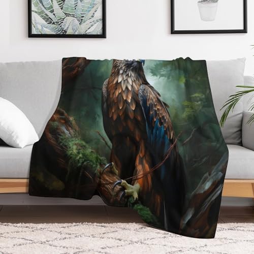 Couverture en flannel douce imprimé aigle plaid chaud pour l'hiver