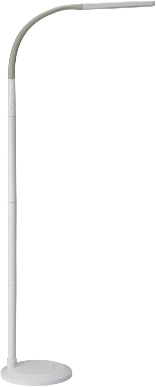 PHIVE LED Floor Lamp for Reading, Dimmable Gooseneck Standing Lamp (4 Color Modes, 5-Level Dimmer, 12W, Memory Function, Touch Control Floor Light for Living Room, Bedroom, Office) White