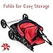 Hushlily® Tandem Double Doll Stroller with Adjustable Canopy & Basket, Foldable, with Smooth Rolling Wheels (Red & Blue)