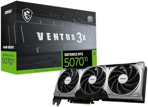 MSI Gaming pci_e RTX 5070 Ti 16G Ventus 3X OC Graphics Card (16GB GDDR7, 256-bit, Extreme Performance: 2497 MHz, DisplayPort x 3 2.1a, HDMI 2.1b, NVIDIA Blackwell Architecture)