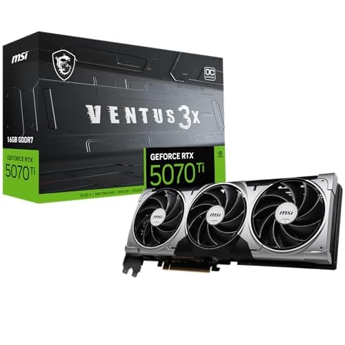 MSI GeForce RTX 5070 Ti 16G Ventus 3X OC - Gaming Grafikkarte | 16GB GDDR7 (28Gbps/256-bit), PCIe 5, Boost: 2482 MHz, HDMI 2.1b, DisplayPort 2.1b DLSS 4.5