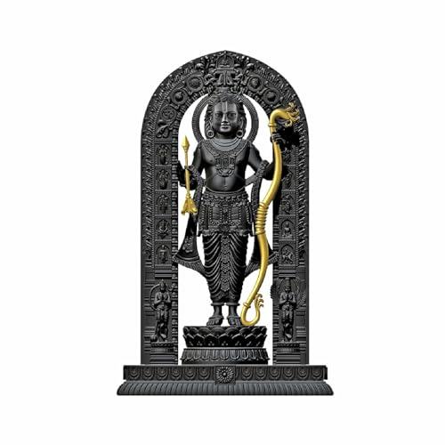 Image of JD FRESH 6 Inch Shree Ram Lalla Murti /God Idols /Ayodha's Shree Ram Statue /Home Decor /Decorative Items for Living Room /Car Dashboard Idols /Office /Show Piece (Black&Gold)