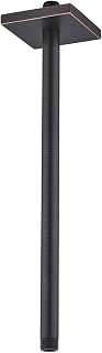 Shower Arm with Flange,16 Inch Ceiling Mounted Fixed Shower Pipe,Bathroom Straight Rain Shower Replacement Arm,Universal Connection 1/2,Oil Rubbed Bronze Finish,SE-91038-16-ORB-SQ