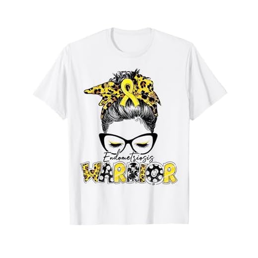 Womens Endometriosis Warrior Messy Bun Yellow Ribbon T-Shirt
