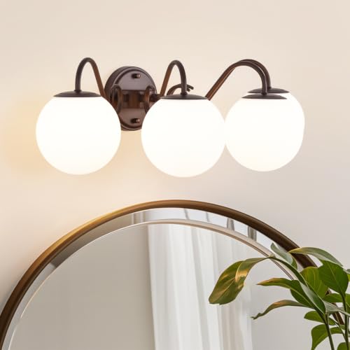 Image of Oil Rubbed Bronze Bathroom Vanity Light Fixtures Over Mirror 4 Lights