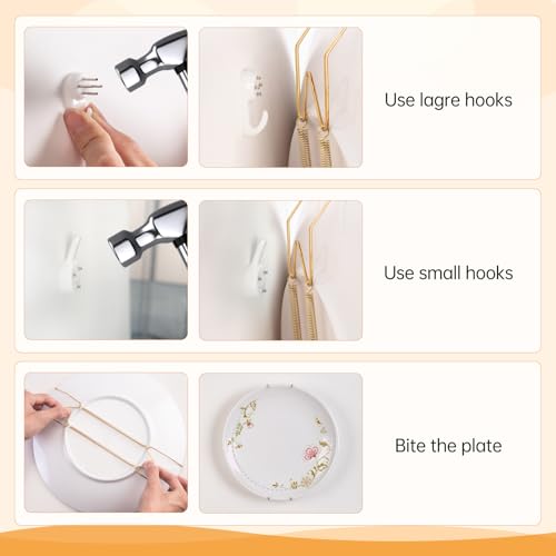 20 peças de ganchos de placa de aço inoxidável de 10 mm para parede, suporte de placa de arame resis