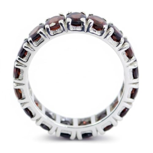 Image of 55Carat Choose Your Color Natural Gemstone Sterling Silver Band Ring Birthstone Friendship Love Size 5-13