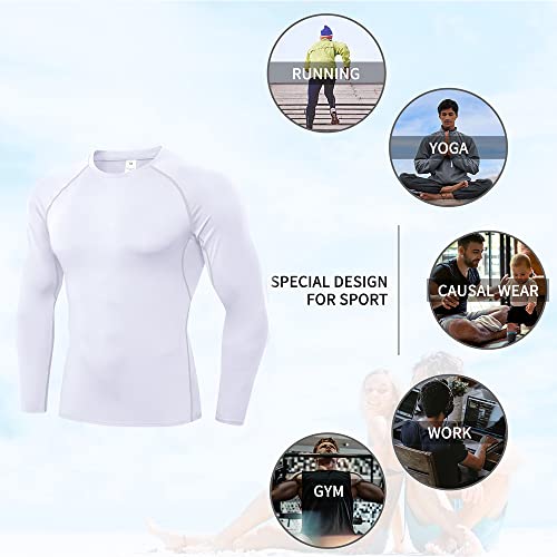 Cargfm Men's Long Sleeve Compression Shirts, Athletic Base Layer Top Cool Dry Running T-Shirt #TOP6