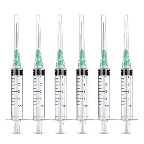 5ml Lab Syringe with Needle 21 Gauge 1.5inch Supplies,Individually Packaged (25)