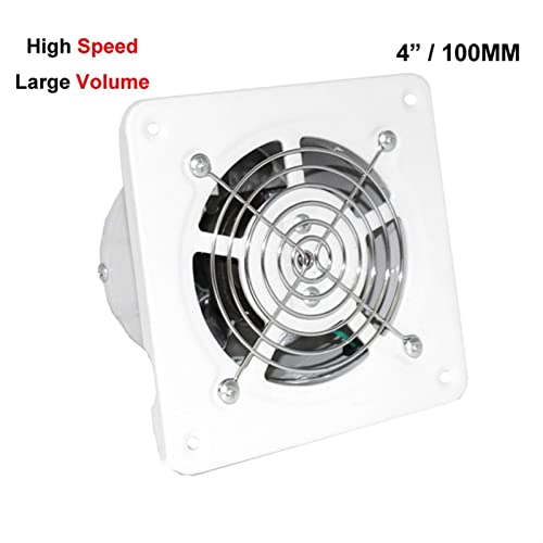 Ventilador de extracción de 4 pulgadas, ventilador axial silencioso con cubre rejilla y válvula de retención para cocina, baño, ventana de pared miniatura 6
