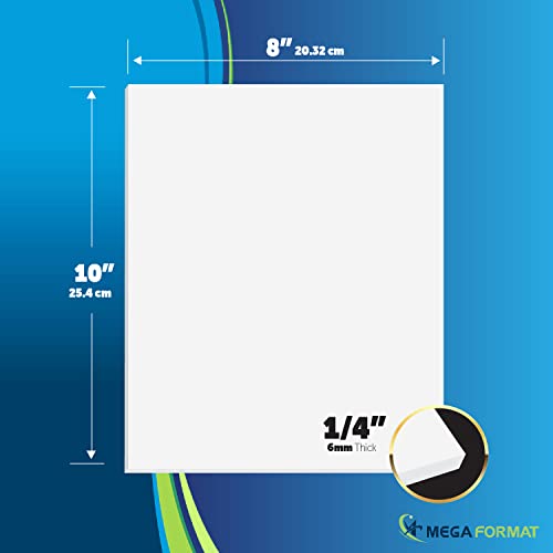 Image of Mega Format Expanded PVC Plastic Sheets - 8 inch X 10 inch Rigid White Sheet for Crafts, Signage, & Displays - Sintra, Celtec PVC Board - Waterproof for Outdoors Use - 1 /4 inch 6mm Thick - 3-Pk-White