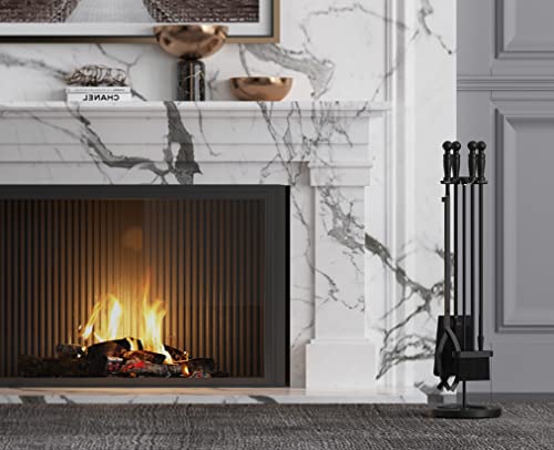 image for FireBeauty Fireplace Tools Set 5 Pieces Wrought Iron Fire Place Pit Po