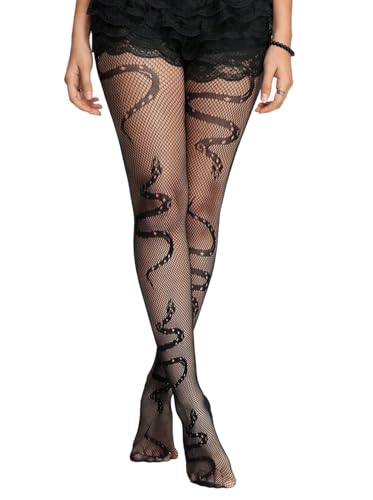 Image of Mrotrida Women's Fire Patterned Fishnet Tights Sexy Elastic Blaze Pantyhose Leggings Fire Mesh Stockings