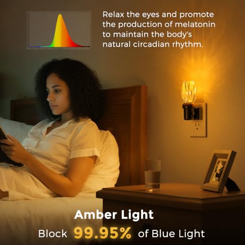 Image of L LOHAS LED Amber Night Light, Yellow Nightlight,Dimmable, Light Sensor