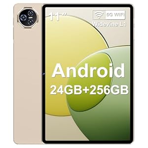 BIEGEDY Tablet 11 Zoll Android Octa-Core,Tablet PC 24 GB RAM + 256 GB ROM (TF 2TB) | WideVine L1丨8000mAh丨WLAN 6丨5+13MP丨Bluetooth5.0丨1280 * 800丨Metallabdeckung Golden
