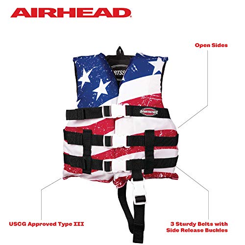 Sportstuff Child Type III Life Jacket | US Coast Guard Approved | Open Sides with 3 Body Belts & Buckles | Quick Dry Fabric, Secure Fit, Comfortable | Stars & Stripes by SportsStuff - Image 2