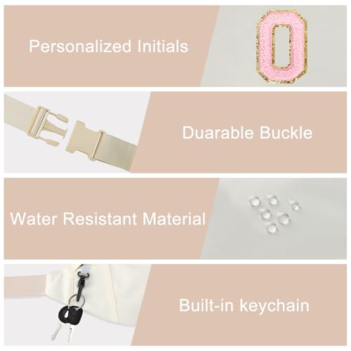 Image of Personalized Birthday & Graduation Gifts for Women - Trendy Initial Fanny Pack Waist Bag, Beige