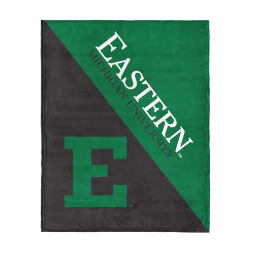 Northwest NCAA Eastern Michigan Eagles Halftone Silk Touch Throw Blanket, Ultra Soft Plush Polyester, Lightweight Warm Decorative Fan Gift, 46 x 60 in