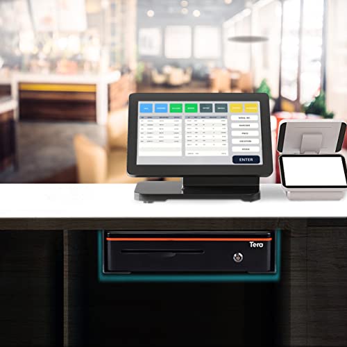 Tera 16" Auto Open Cash Register Drawer With Universal Under Counter Mounting Metal Brackets (Round Corner) Heavy Duty Insert Tray 5 Bill 8 Coin Removable Cash Tray For Pos Small Businesses Store 405R #TOP5