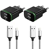 USB-Ladegerät: Am USB Adapter befindet sich ein LED-Ring, der beim Aufladen des Telefons ein schwaches Licht abgibt. Mit einem USB-Netzteil und einem Ladekabel können Sie 2 Geräte gleichzeitig aufladen. Der USB-Ladeanschluss unterstützt bis zu 2,1 A und das ultraschnelle Laden. USB-Ladegerät für Heim-, Reise-, Büro- und Geschäftsreisen.