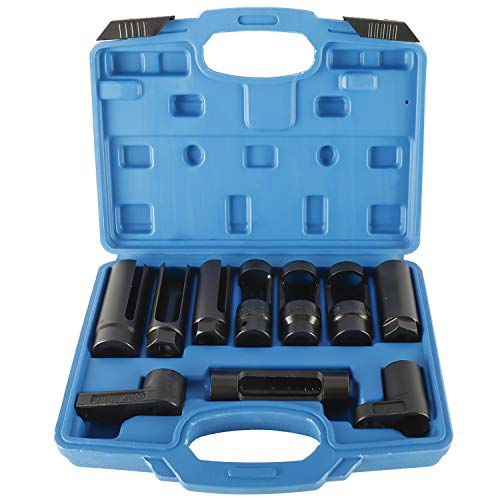 FreeTec 10 piezas Llave Sonda Lambda, 22/27/29mm Vaso Sonda Lambda, Juego Llaves Sonda Lambda Llave Sensor Oxigeno, Vasos Extractor Herramientas para Desmontar Sonda Lambda Auto