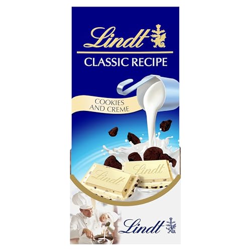 Lindt CLASSIC RECIPE Cookies and Creme White Chocolate Candy Bar, White Chocolate Candy with Chocolate Cookie Pieces, 4.2 oz. (12 Pack)