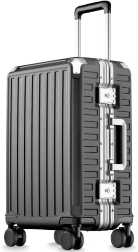 LUGGEX 20 Inch Zipperless Carry On Luggage, Charcoal Metallic